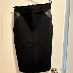 Black pencil skirt with leather detailing